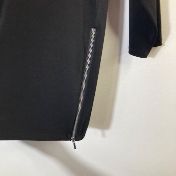 Womens Chicos Side Zippers Round Neck Top Black M Polyester Spandex - Picture 6 of 9